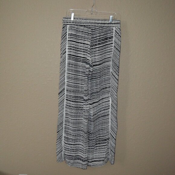 NWT Sz L Townsen Black White Silk Palazzo Pants - Picture 5 of 7